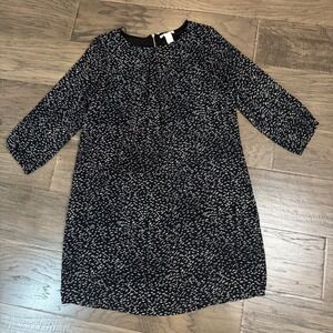 H&M Black Print‎ Dress Size 6 Polyester Blend Casual Career